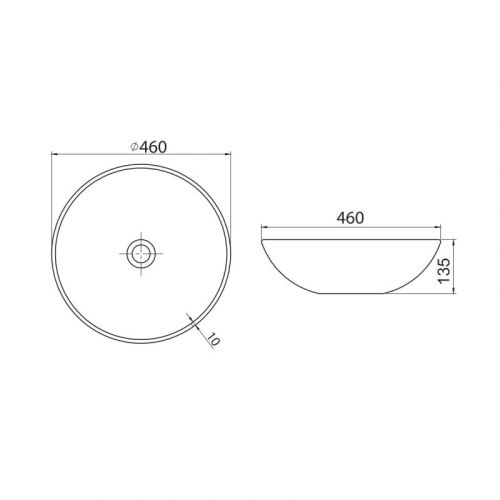 ZERO Lavabo 46 cm 71600 Crno mat