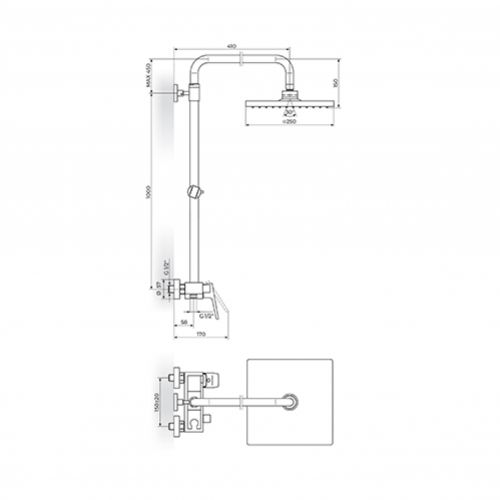 STOLZ 137252W baterija za tuš kadu sa usponskim i ručnim tušem - white OUTLET