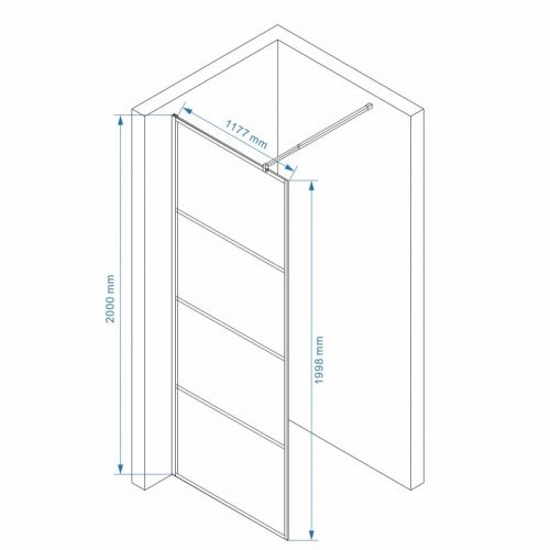 Tuš paravan EX100B-1 walk in crni 1200x2000/8mm