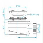 Sifon tuš kade 60/40 inox niski EWNN640-PBRN