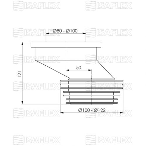 Odliv za wc šolju simplon – ekscentar 50mm ISAFLEX