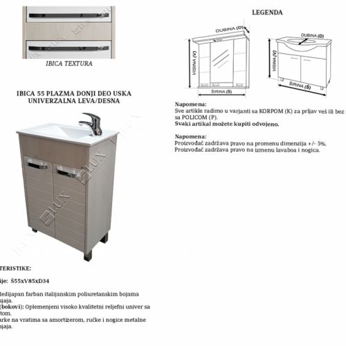 IBICA 55 PLAZMA USKA univer. L/D - donji deo