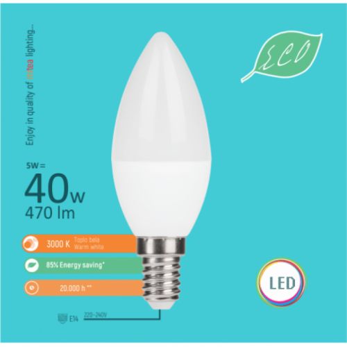 E14 5W C36 3000K LED ECO sijalica 220-240V